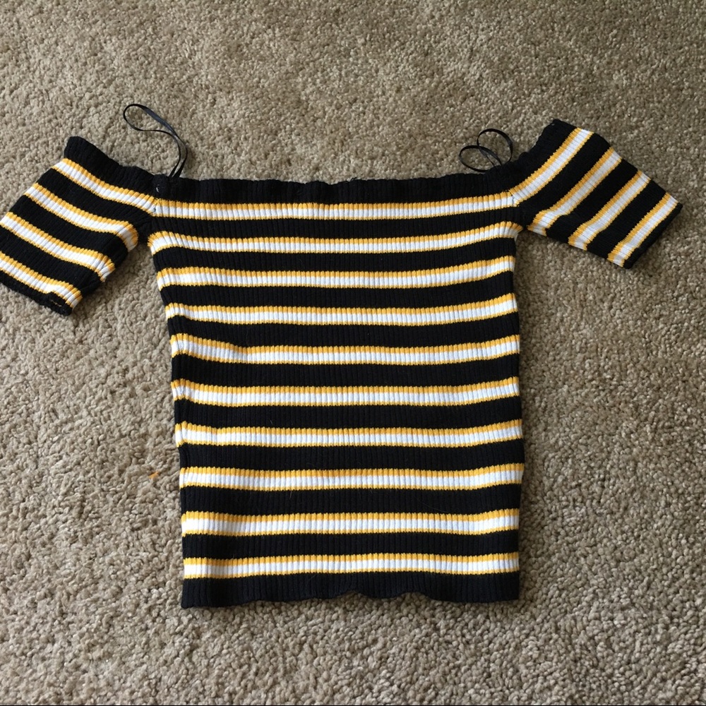 Striped off the shoulder top